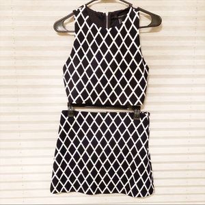 Two piece navy blue/white